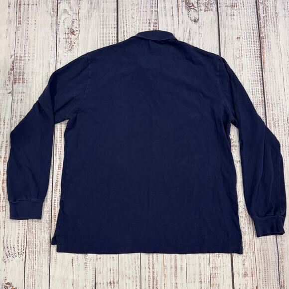 Polo Ralph Lauren Long Sleeve Polo Shirt XL Navy Custom Slim Fit Cotton - Picture 2 of 7